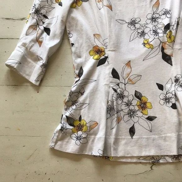 Anthropologie t.la Rooney White Floral Peplum Top - Picture 6 of 9